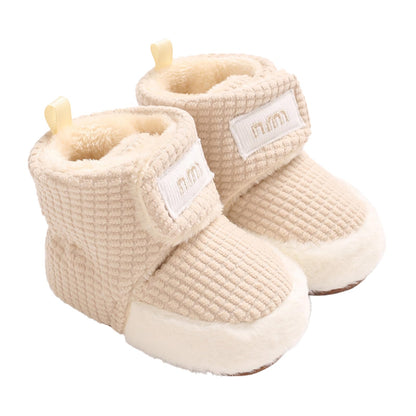 TMEOG Baby Winter Shoes Thermal Baby Shoes Crawling Shoes Fleece Baby Boots Non-Slip Warm Booties Baby Boots Lined Newborn Walk Shoes for Girls Boys 0-18 Months