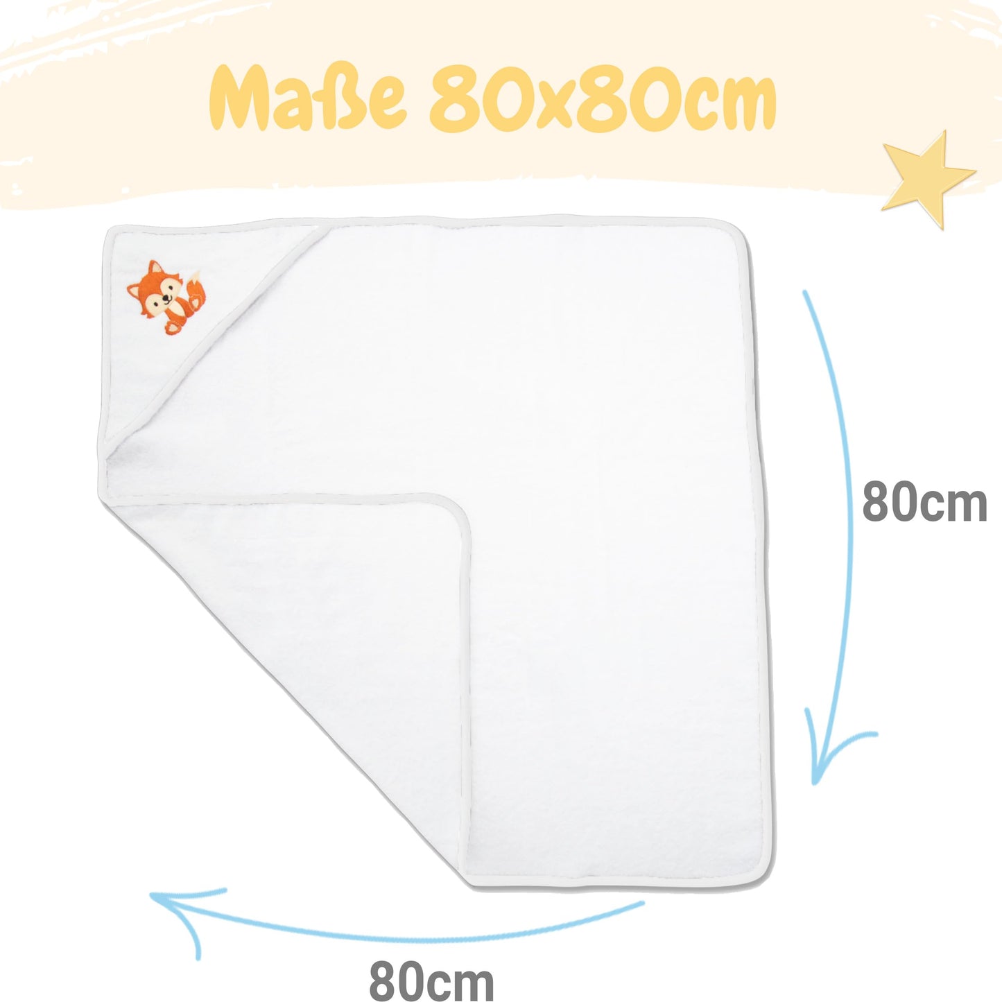 Babykajo Baby-Kapuzenhandtuch-Set mit 2 Waschlappen, Öko-Tex Standard 100 zertifiziert, weiches Frottee-Babyhandtuch mit Kapuze, 80 x 80 cm