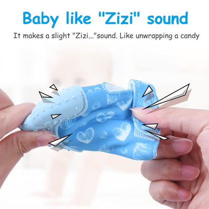 Vicloon Baby Beißhandschuhe mit Beißring Spielzeug, Weicher Beissring Baby,BPA Frei,Beruhigen Sie wundes Zahnfleisch,Handschuhe Beißring Spielzeug für 0-6 Monate Baby-Blau