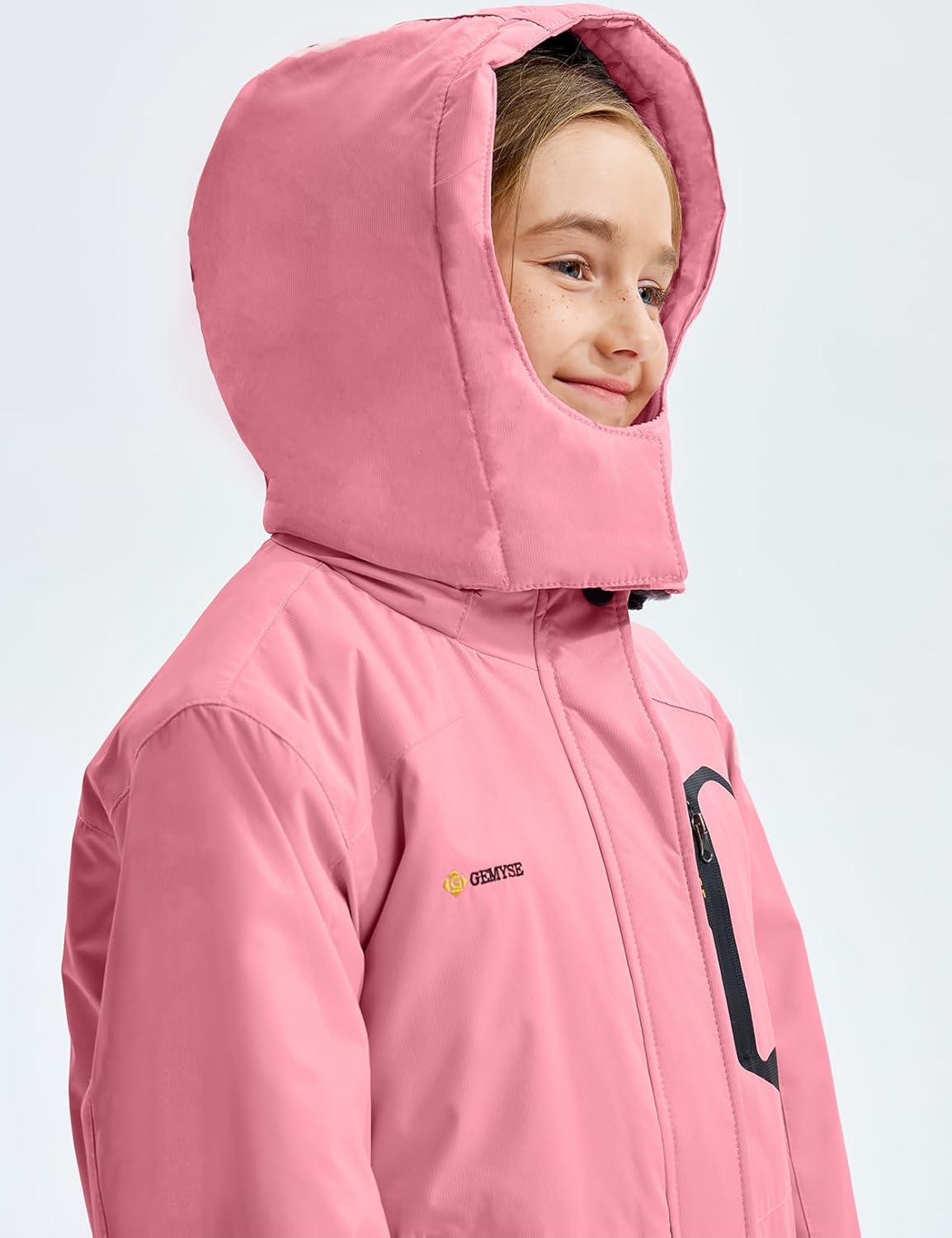 Gemyse Boys' Waterproof Ski Jacket, Windproof Fleece Jacket, Outdoor Winter Jacket, Rain Jacket with Hood