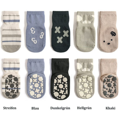 Rutschfeste Socken für Baby Mädchen Jungen 5 Paar Kinder Anti Rutsch Socken Sportsocken Stoppersocken