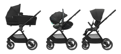 Maxi-Cosi Oxford Plus Baby Stroller 2 in 1 Set with Carrycot 0-4 Years 0-22kg Compact Folding Soft Suspension 3 Reclining Positions 10kg Storage Basket Twillic Graphite 