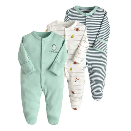 Minizone Baby Schlafstrampler 3er Pack, Pyjamas Langarm Strampler Jungen Mädchen Geschenk 9-12 Monate