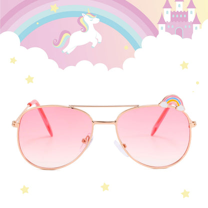 Hifot Sonnenbrille Kinder für Mädchen, Kinder Pilotenbrille mit Edelstahl Metall Gestel Kleinkind Sonnenbrille Kinder Sonnenbrillen 3-12jahre