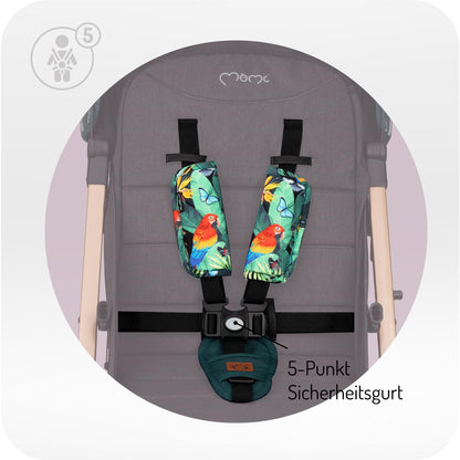 MoMi ESTELLE Reise Buggy Klein Zusammenklappbar - Kinderwagen Klappbar für Kinder bis 15kg ab 6 Monaten - Reisebuggy mit Liegefunktion - Kinderbuggy Leicht 7,5kg - 5-Punkt-Sicherheitsgurt