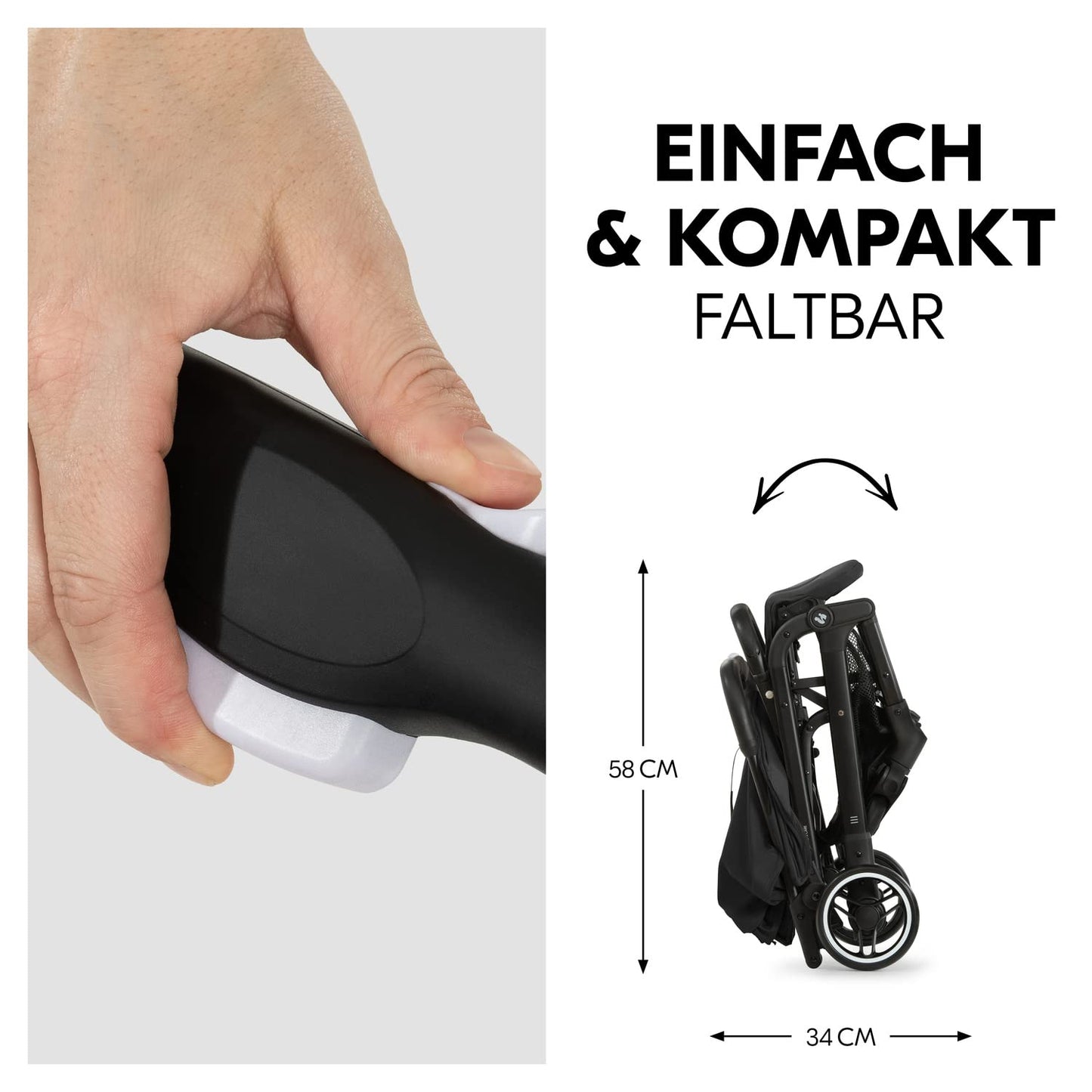 hauck Travel N Care, Dark Olive - Reise Buggy für Kinder ab Geburt bis 22 kg - mit Liegefunktion - Leicht 6,9 kg & Kompakt - Klein Zusammenklappbar - UPF 50+ - EVA Räder - Korb bis 3 kg