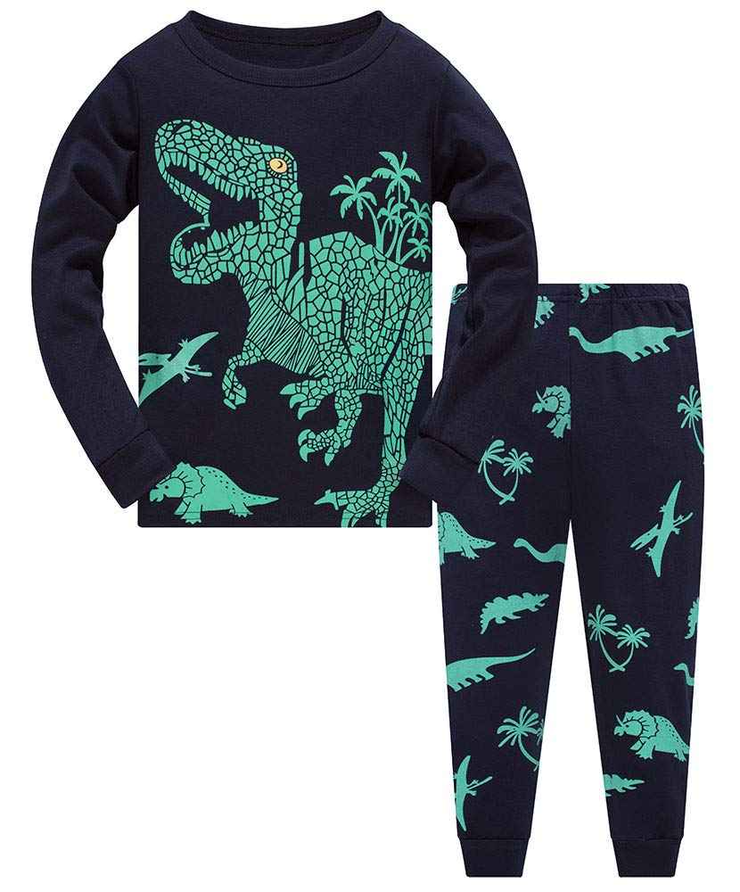 TEDD Boys’ Pyjamas, Dinosaur Long-Sleeve Two-Piece Pyjamas, Kids’ Cotton Pyjama Set, Winter, Christmas Sleepwear, Size 1–12 Years