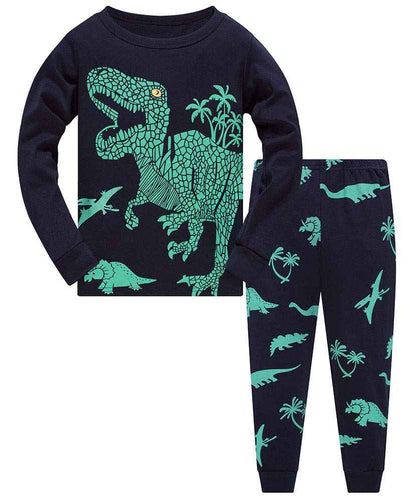 TEDD Boys’ Pyjamas, Dinosaur Long-Sleeve Two-Piece Pyjamas, Kids’ Cotton Pyjama Set, Winter, Christmas Sleepwear, Size 1–12 Years