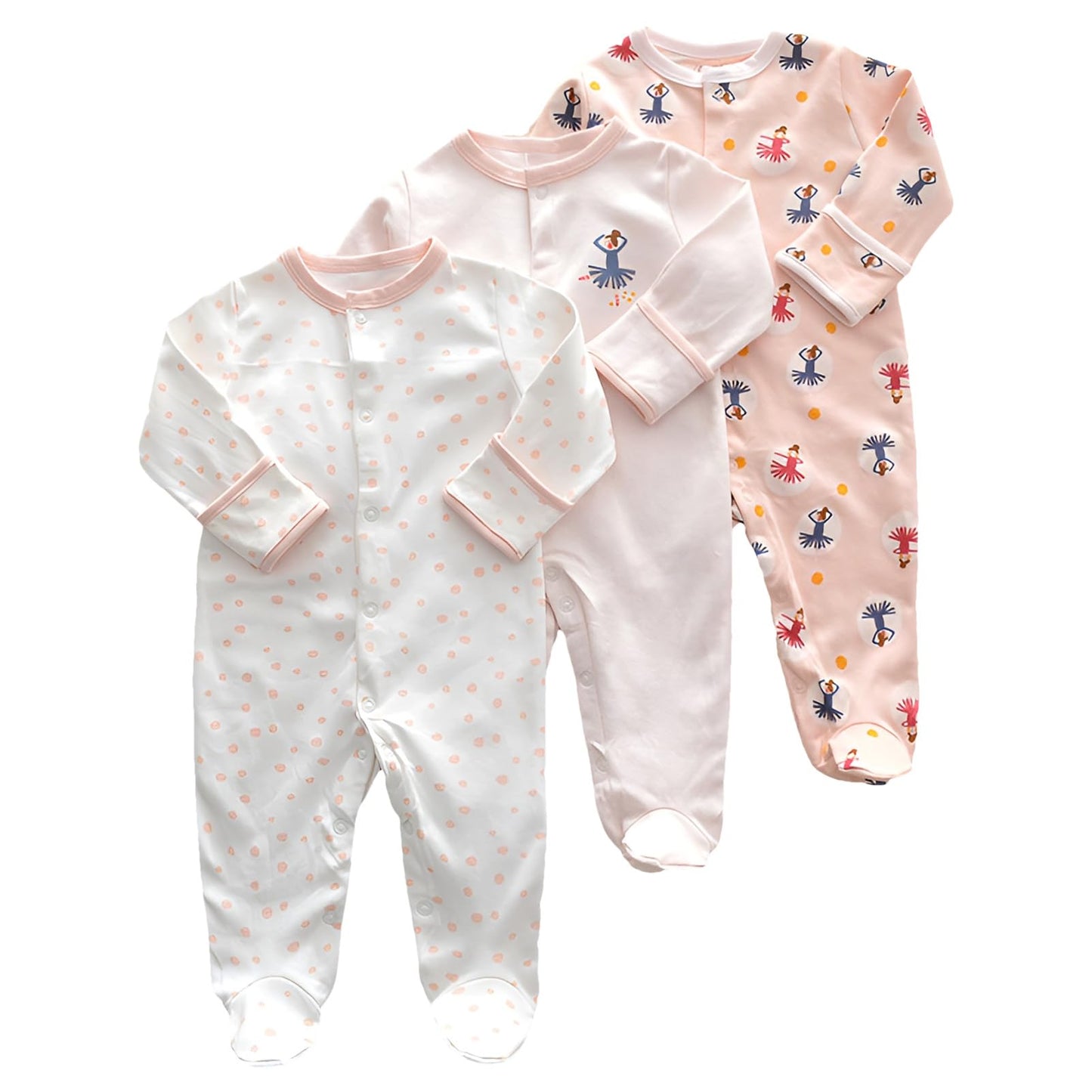amropi Baby Mädchen Schlafstrampler 3er Pack Jungen Pyjamas Baumwolle Overalls Strampler für 0-12 Monate