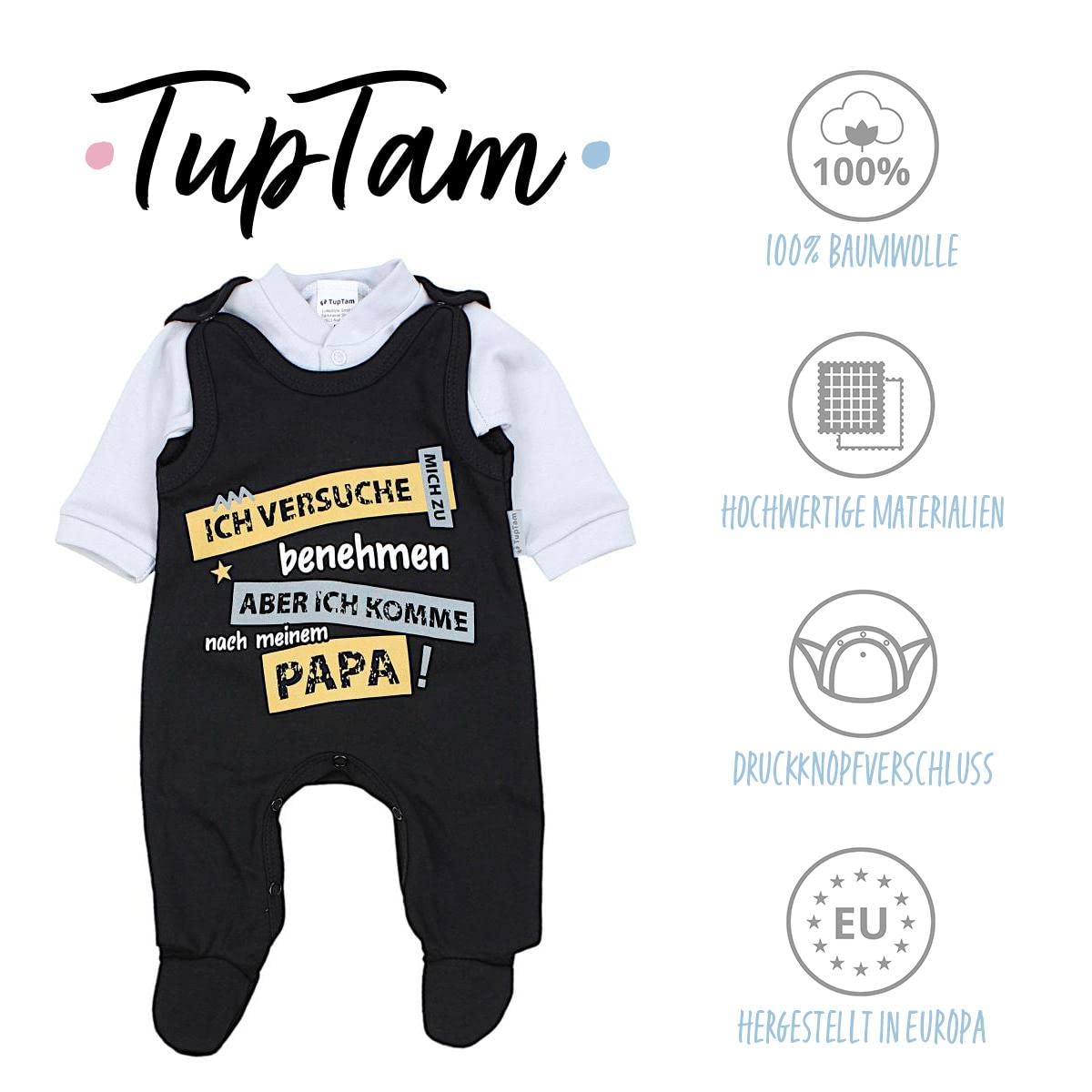 TupTam Unisex Baby Strampler Set Spruch Mamas & Papas Schatz