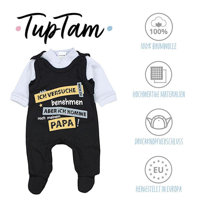 TupTam Unisex Baby Strampler Set Spruch Mamas & Papas Schatz