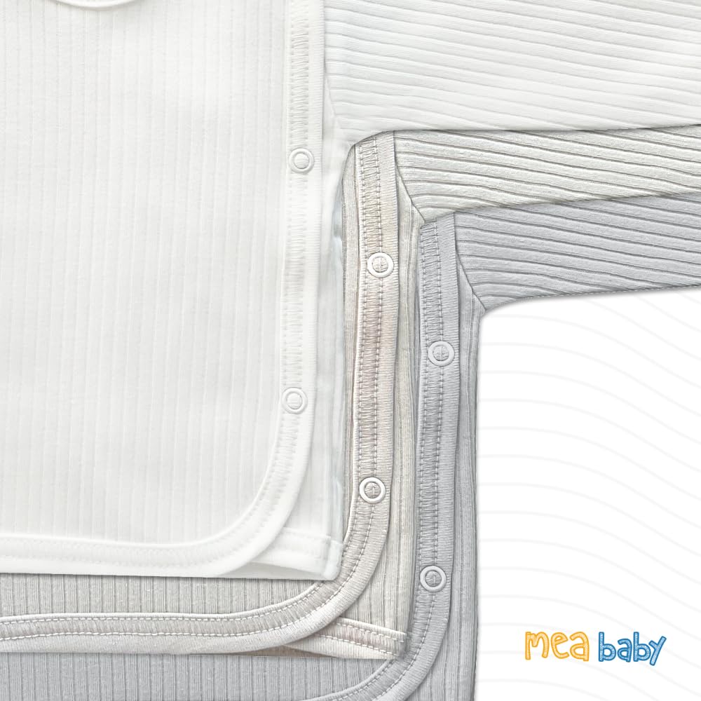 MEA BABY Unisex Baby Wickelshirt Wickeljacke Langarm, 100% Baumwolle im 5er Pack. Wickelshirt für Mädchen, Wickelshirt für Junge