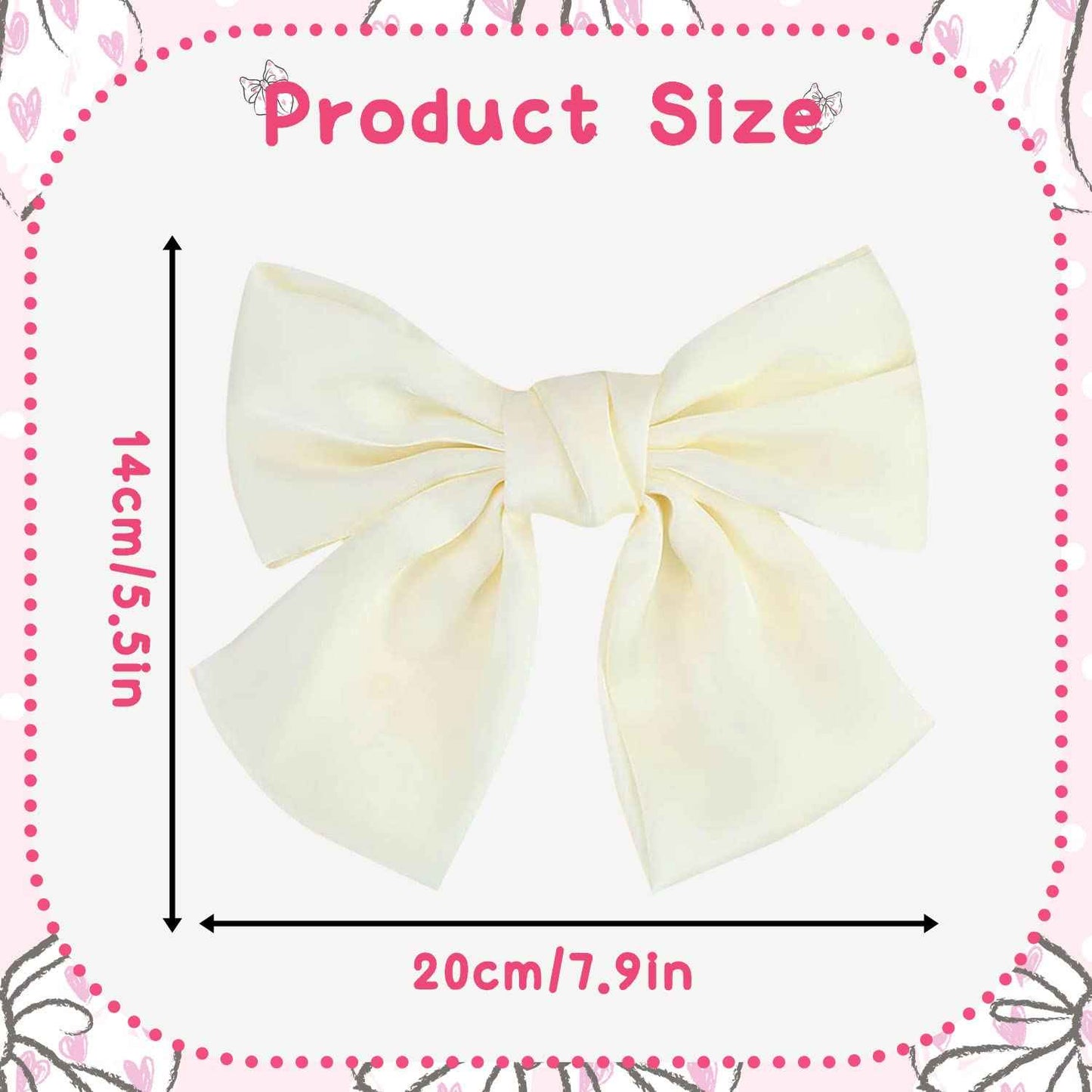 Bow Hair Clip, Pack of 2 Women Hair Bows Large Bow Hair Clip French Hair Clips Girls Hair Clips (Black + White)