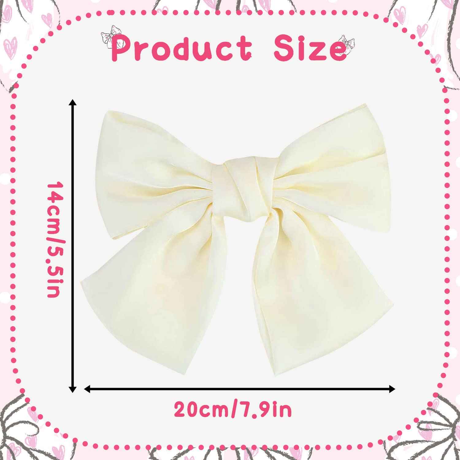 Bow Hair Clip, Pack of 2 Women Hair Bows Large Bow Hair Clip French Hair Clips Girls Hair Clips (Black + White)