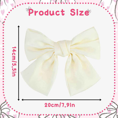 Bow Hair Clip, Pack of 2 Women Hair Bows Large Bow Hair Clip French Hair Clips Girls Hair Clips (Black + White)