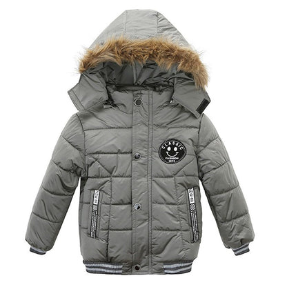 linboo Boys' Winter Jacket, Outdoor Coat, Parka with Fur Hood, Quilted Jacket, Cotton, Children's Jacket, Warm Winter Coat, Lined Winter Hooded Jacket