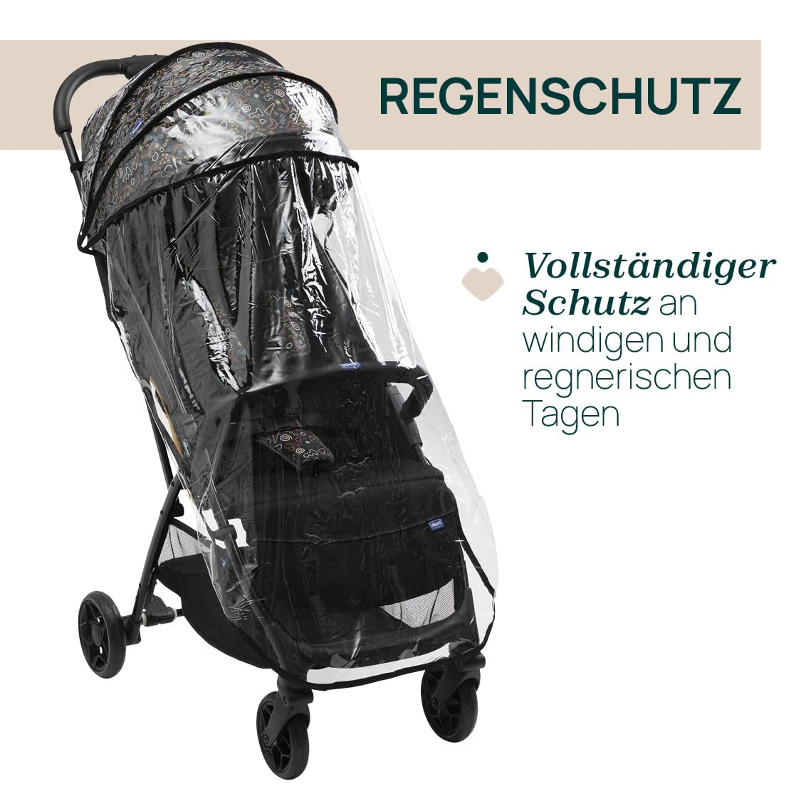 Chicco, Glee Pushchair from 0 Months to 4 Years with Automatic and Compact Closure, Extendable Hood with SPF 50+ and Rain Cover, 3-Level Adjustable Backrest, Leg Rest