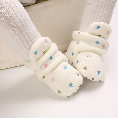 EDOTON Unisex-Baby Neugeborenes Fleece Booties, Baby Jungen Mädchen Weiche Sohlen Streifen Bootie Kleinkind Stiefel Niedlich Stiefel Socke Einstellbar