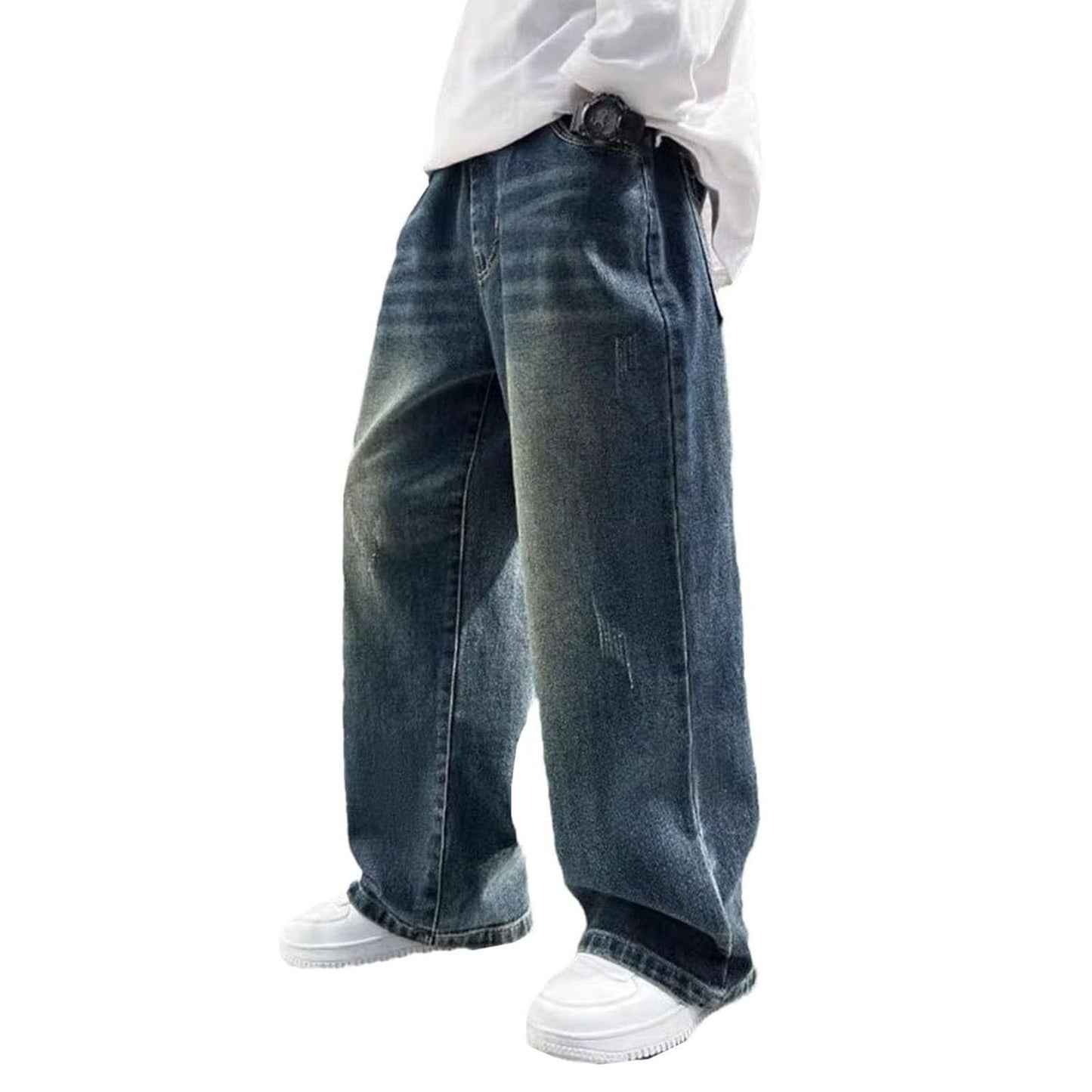 Children's Baggy Jeans Boys Wide Leg Jeans Loose Fit Denim Vintage Trousers Casual Wide Leg Jeans Streetwear Outdoor Vintage Loose Fit Baggy Jogging Bottoms Boys Black Trousers Cargo Trousers Pants