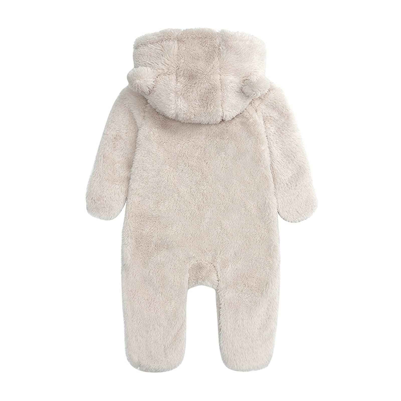 Baby Snowsuits Winter Jumpsuit with Hood Winter Romper Fleece Jumpsuit with Foot for Babies Newborn Toddler Girls Boys Warm Jumpsuit for 0-12 Months