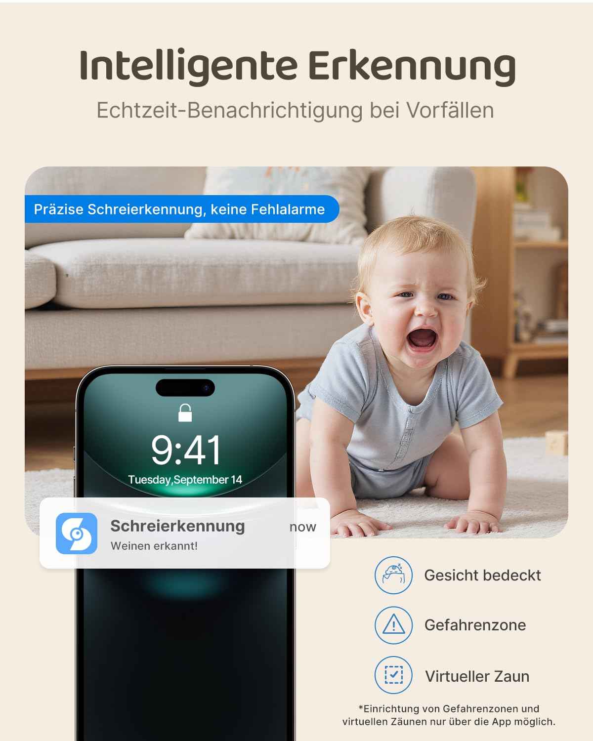 Babyphone mit Kamera und 7 Zoll HD Display, WLAN Baby Monitor mit Intuitiver App, Leiser Hybrid-Zoom (Zwei Objektive), Schwenk- & Neigbar, Nachtsicht (2 Kameras)