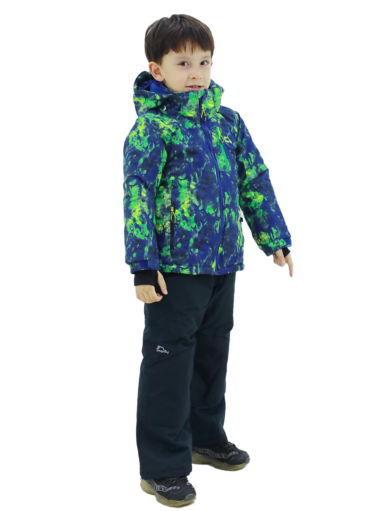 SMONTY SNOWER Boys' Snowsuit with Removable Hood, Ski Suit, Extra Warm, Winter Suit