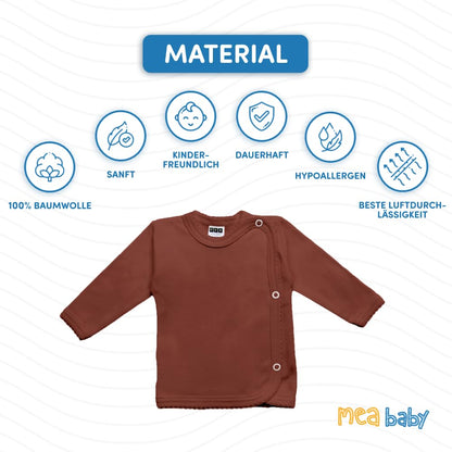 MEA BABY Unisex Baby Wickelshirt Wickeljacke Langarm, 100% Baumwolle im 5er Pack. Wickelshirt für Mädchen, Wickelshirt für Junge