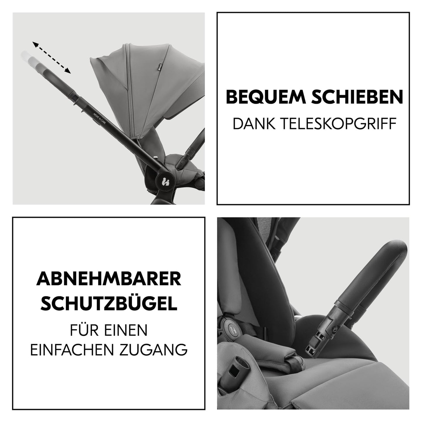 hauck 2 in 1 Kinderwagen Set ab Geburt bis 22 kg Move N Care Set, Große Babywanne, Wendbarer Buggysitz mit Liegefunktion, Teleskopgriff Gummiräder Federung, UV-Schutz 50+, Faltbar, XL Korb (Dark Grey)