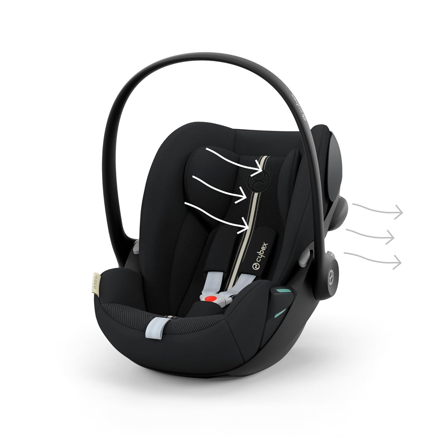 CYBEX Gold Babyschale Cloud G i-Size Plus, Inkl. Neugeboreneneinlage, Ab Geburt bis ca. 24 Monate, Für Kinder ab 40 cm bis 87 cm, Max. 13 kg, Moon Black - Meloni2