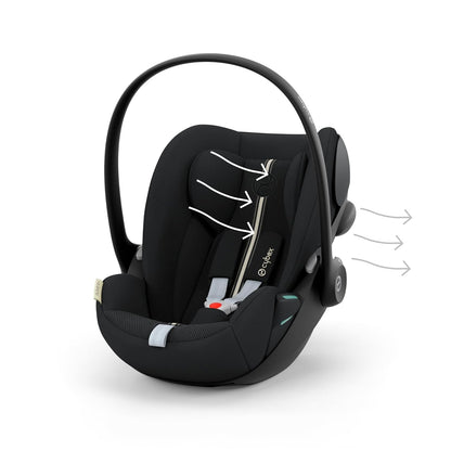 CYBEX Gold Babyschale Cloud G i-Size Plus, Inkl. Neugeboreneneinlage, Ab Geburt bis ca. 24 Monate, Für Kinder ab 40 cm bis 87 cm, Max. 13 kg, Moon Black - Meloni2