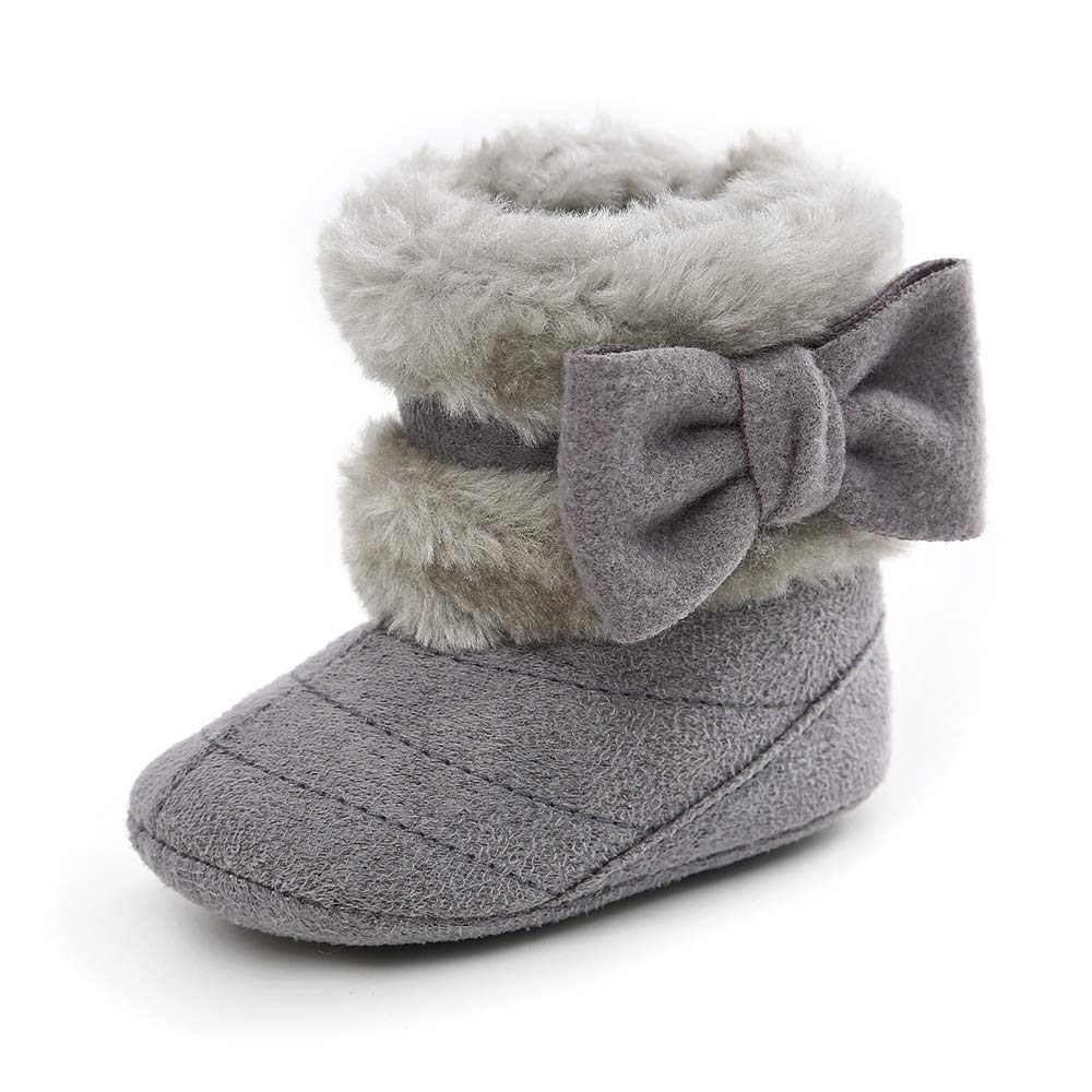 LACOFIA Baby Girls Soft Sole Winter Boots Toddler Warm Fleece Slippers Crawling Shoes