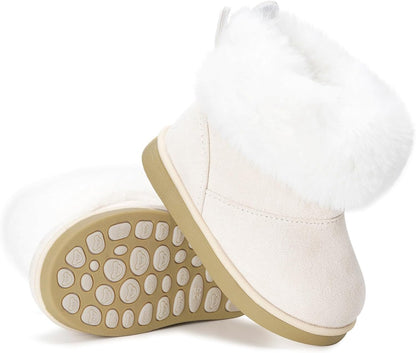 KVbabby Winter Boots Girls Warm Children's Winter Shoes Plush Lined Baby Ankle Boots Snow Boots Non-Slip Boots Toddler Shoes Slip On Boots