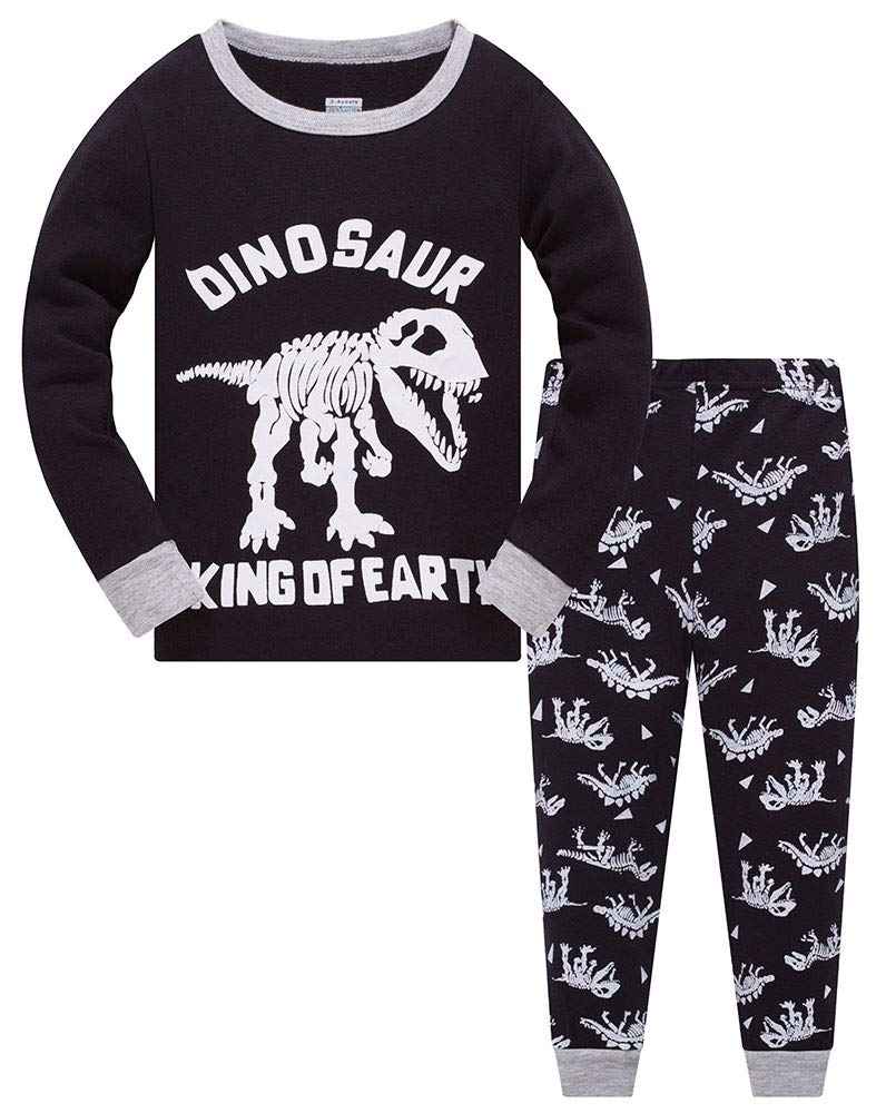 TEDD Boys’ Pyjamas, Dinosaur Long-Sleeve Two-Piece Pyjamas, Kids’ Cotton Pyjama Set, Winter, Christmas Sleepwear, Size 1–12 Years