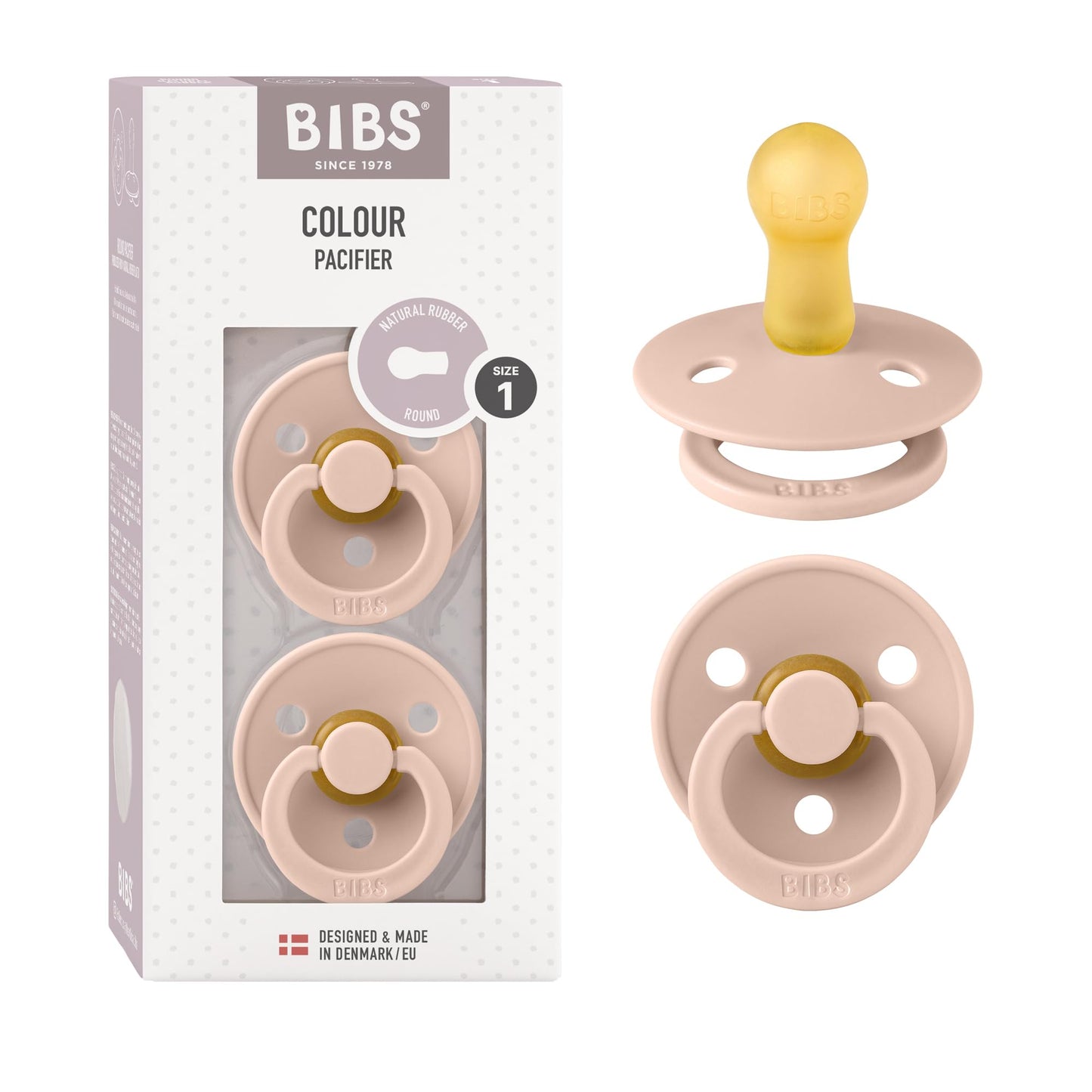 BIBS Colour Schnuller 2er-Pack, BPA-frei, Kirschform Nippel. Naturkautschuk/Latex, Hergestellt in Dänemark. Größe 2 | 6+ Monate | 2-Pack, Coral/Ruby