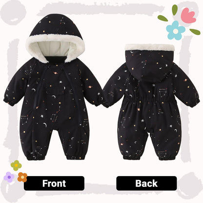JiAmy Baby Snowsuit, Baby Boys Girls Winter Jumpsuit Romper Newborn Snow Overall for 0-24 Months