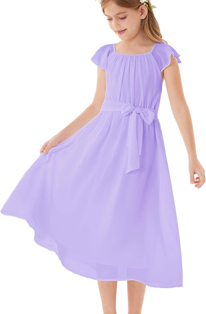 GRACE KARIN Mädchen Sommerkleid Elegantes Chiffon Prinzessinnen Langkleid Hochzeitsgast Abendkleid für Teenager-Mädchen 5-14 Jahre