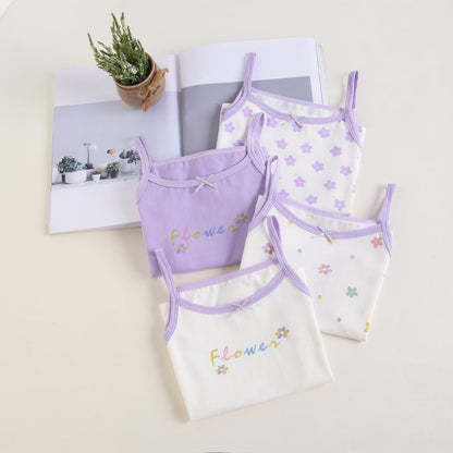 Yintry Bedruckte Unterhemden für Mädchen Baumwollunterhemd/Tanktops für 2-12 Jahre Elastische Cami-Westen 4er-Pack