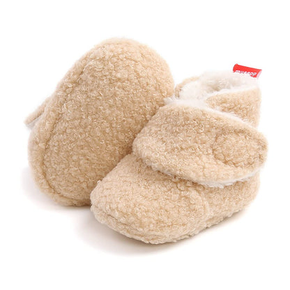 Sehfupoye Toddler Baby Boys Girls Cotton Booties Shoes Striped Soft Sole Newborn First Hiking Shoes Warm Fleece Boots 0-18M