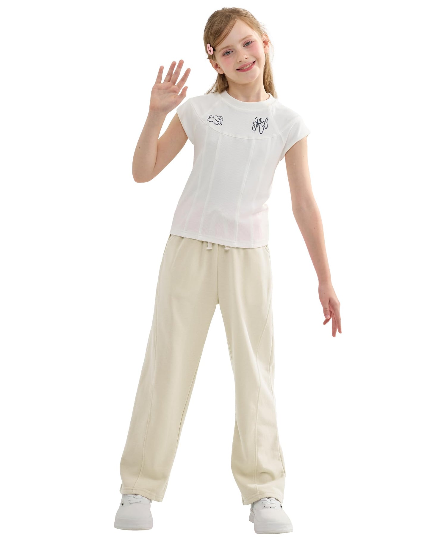 Rolanko Mädchen-Jogginghose mit Elastischem Bund, Lockere Passform, Sport-Jogginghose für Kinder, Lässiger Komfort