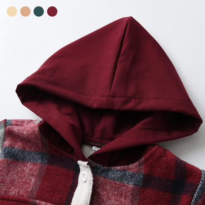 Kinder Übergangsjacke Jungen Kindermantel Mädchen Jacke Kariertem Hemd mit Kapuze für Frühling und Herbst