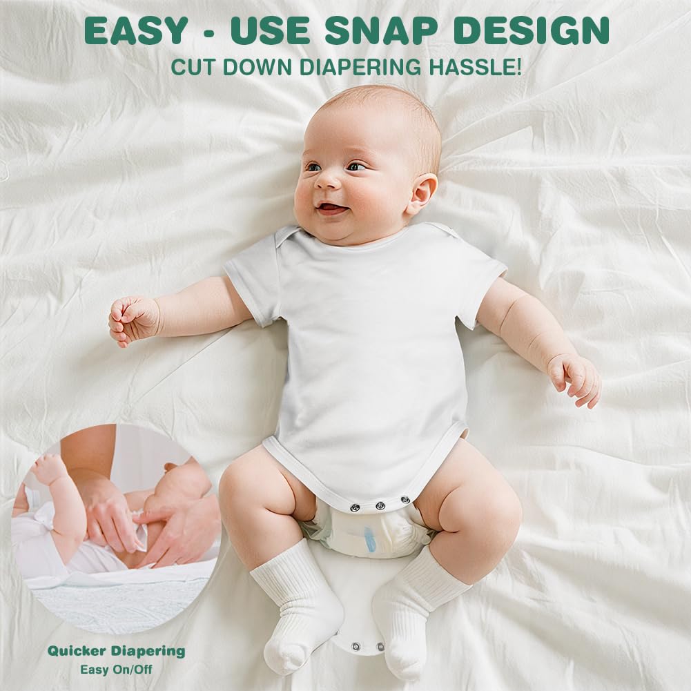 Baby Bodysuit Kurzarm Unisex Baby Set Kurzarm Bodysuits aus 100% superweicher Baumwolle, Baby Body mit Press Nieten für Neugeborene Baby Jungen und Mädchen 0-3 m/3-6 m/6-9 m/9-12 m
