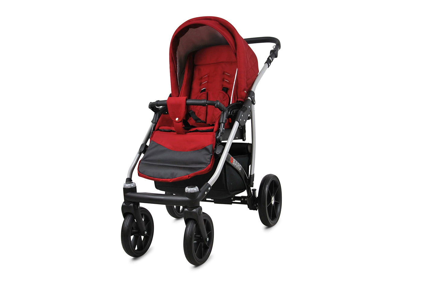 BabyLux® Bambimo Qbaro 3-in-1 Pushchair Set Including Baby Carrycot, Buggy Sports Seat, Car Seat - Car Seat - Pram Set - Combination Pram with Changing Bag, Rain Cover etc. 