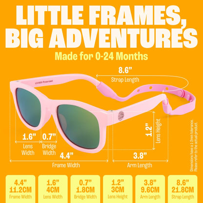 Polarized Baby Sunglasses with Strap - Unbreakable Flexible Toddler Sunglasses for Toddlers Newborn 0-24 Months