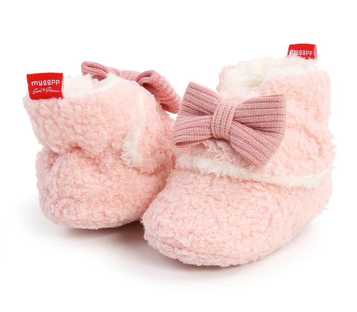 Sehfupoye Toddler Baby Boys Girls Cotton Booties Shoes Striped Soft Sole Newborn First Hiking Shoes Warm Fleece Boots 0-18M