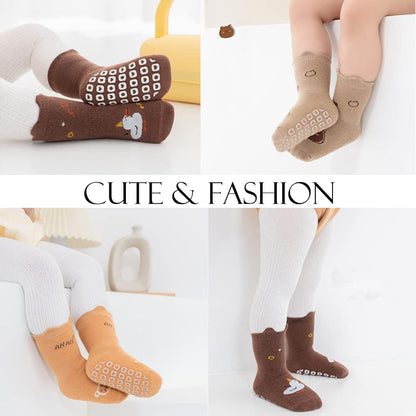 Rutschfeste Socken für Baby Mädchen Jungen 5 Paar Kinder Anti Rutsch Socken Sportsocken Stoppersocken