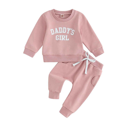 Baby Unisex Christmas 2-Piece Trousers Set Boys Girls Christmas Outfit Long Sleeve Gingerbread Daddy's Girl Letter Print Sweatshirt + Jogging Bottoms Christmas Outfit Set Christmas Streetwear