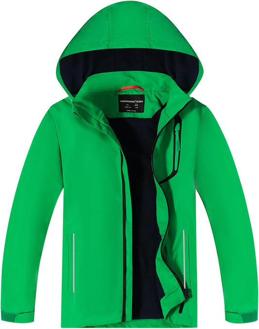 YoungSoul Children's Waterproof Rain Jacket with Removable Hood