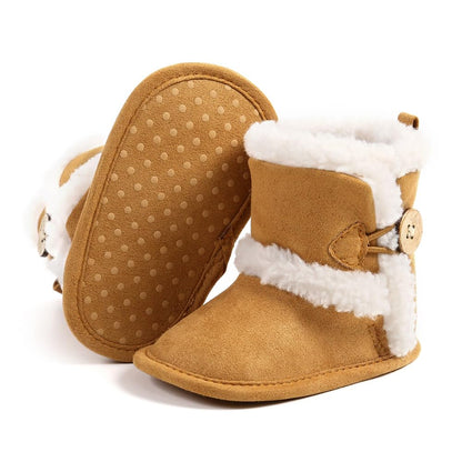 Baby Winter Warm Snow Boots Newborn Baby Girls Boys Soft Sole Buttons Fleece Boots Infant Toddler First Walker Shoes
