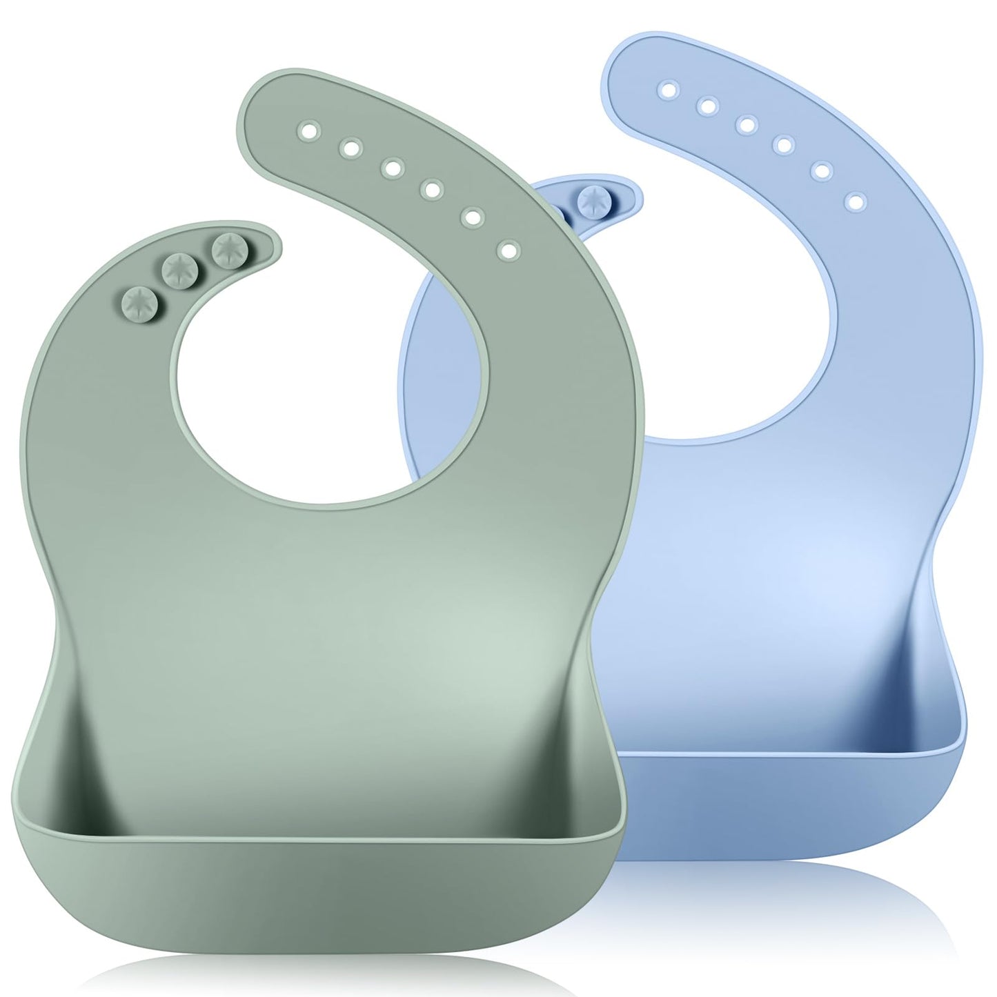 Vicloon Silikon Baby Lätzchen, 2 Stück Baby Lätzchen mit Auffangschale, BPA Frei, Einfache Reinigung, Wasserdicht Silikon-lätzchen für Jungen Mädchen, Kaninchen-Einhorn（Rosa）
