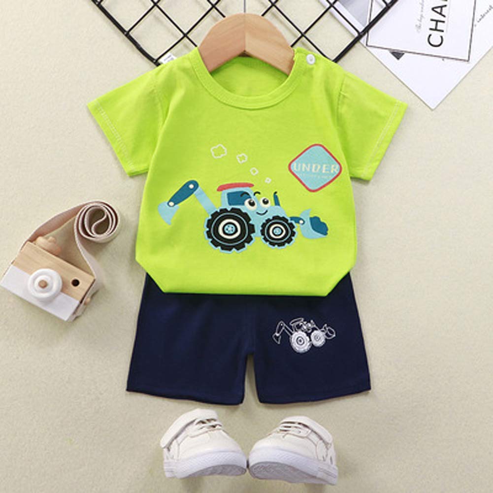 Baby Kleinkind Jungen 4 Stück T-Shirts und Shorts Dinosaurier Tops & Shorts Sommer Outfits